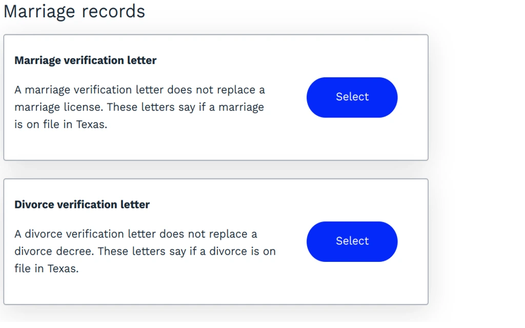 Texas county clerk website search function to find free Texas divorce records within the courthouse database and free Texas marriage records. 